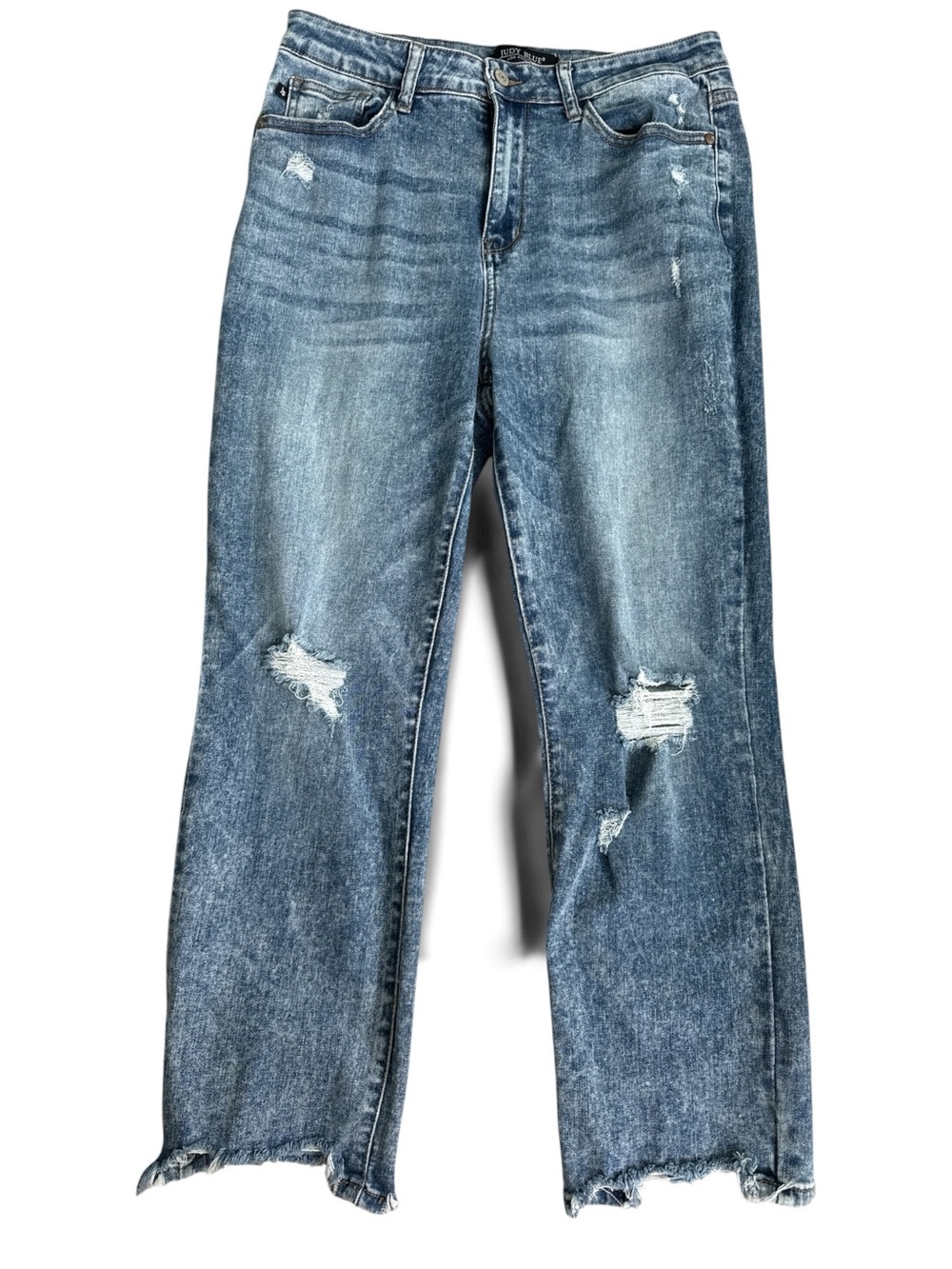 Judy Blue Distressed Cropped Bootcut Jeans – Size 13/31